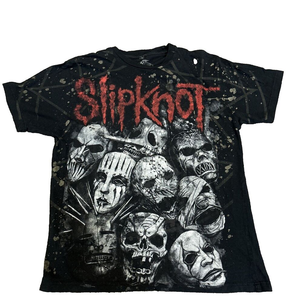 Y2K 2008 Slipknot Shirt Heavy Metal Band Full Printed Men's Tee Large